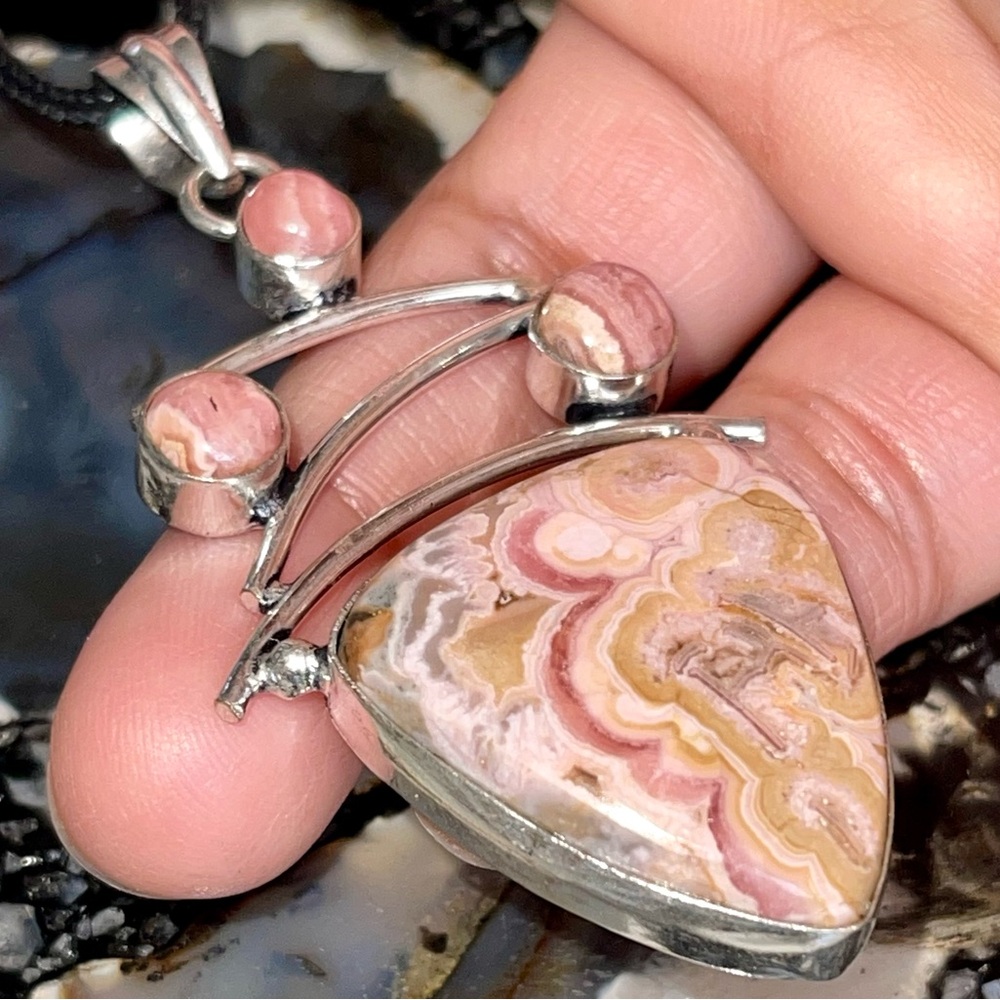 Pink Rhodochrosite Pendant 2 1/2”